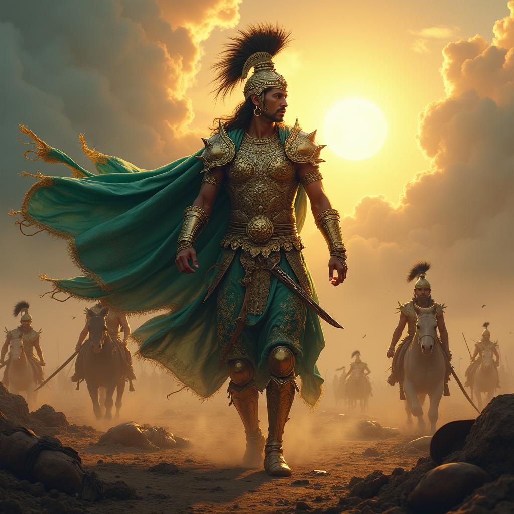 Majestic Warrior Dispelling Battlefield Chaos