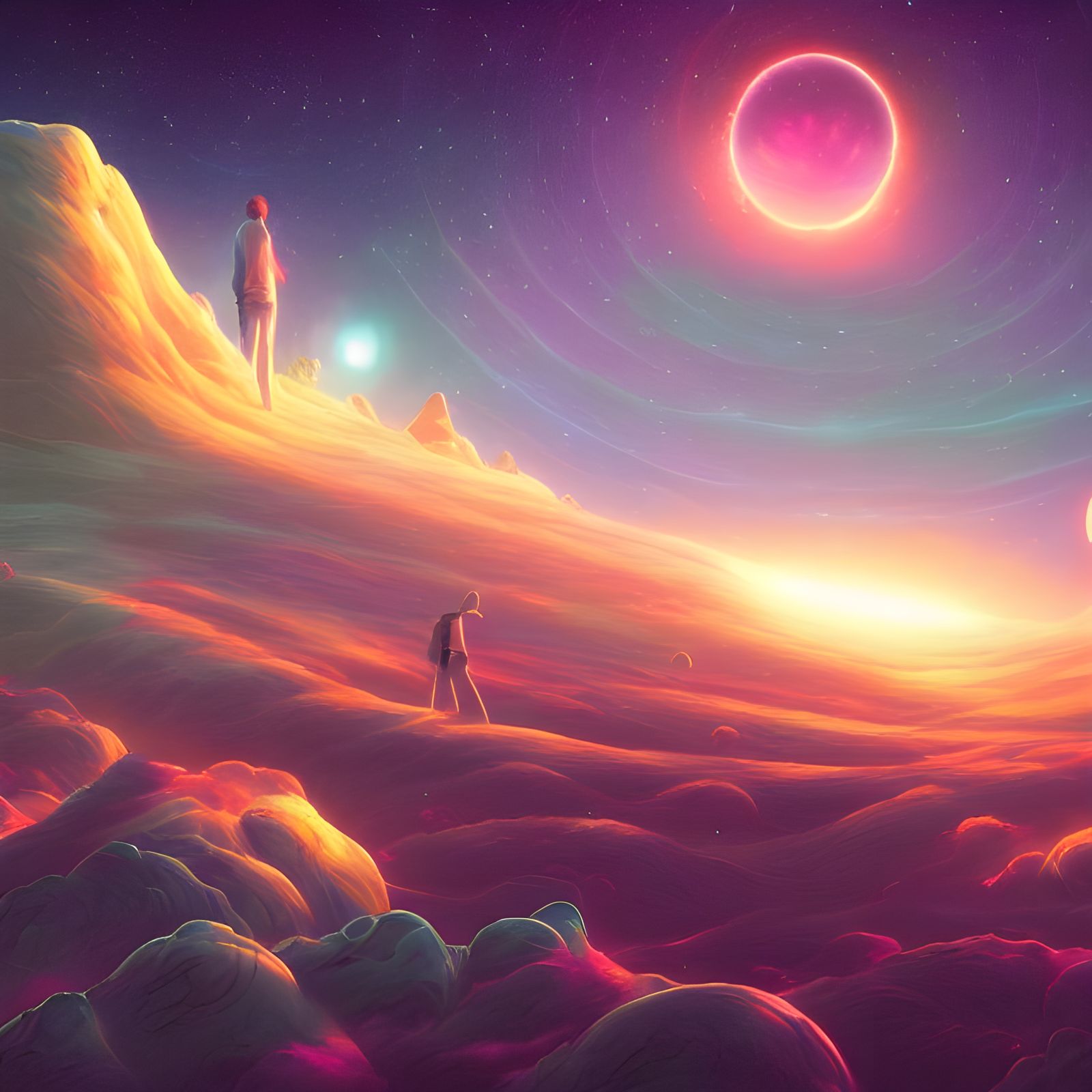 Cosmic Landscape Rendered with Parallax Effects