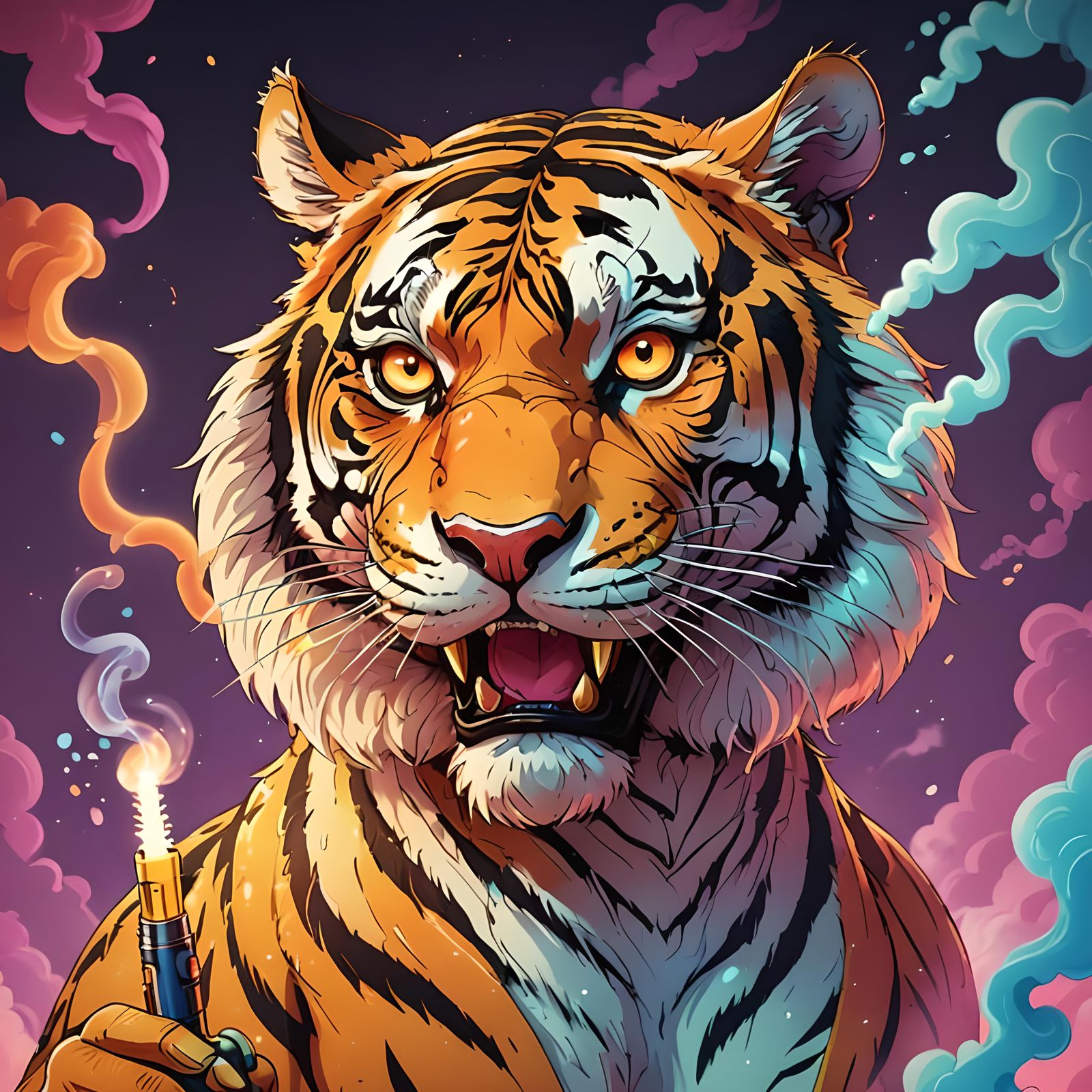 Cute Cartoon Tiger Vaping