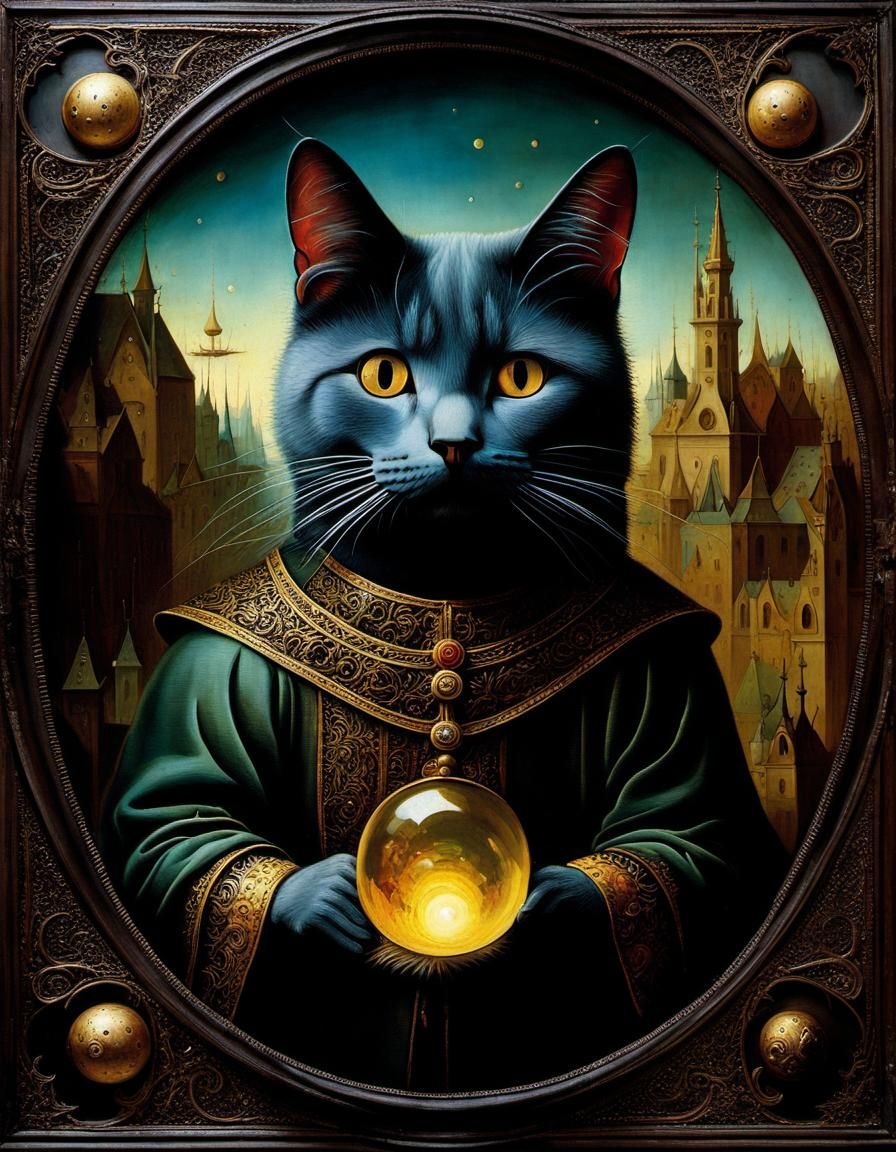 Impossible Cat in Hieronymus Bosch Style