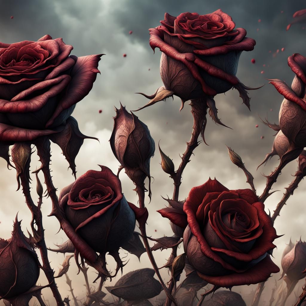 Detailed Matte Painting of Dead Roses