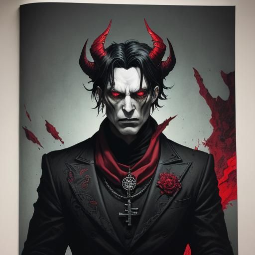 Demonic Portrait in Comic Book Style