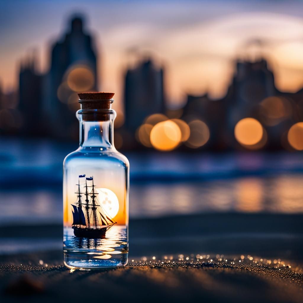 Ship in a Bottle: Dreamy Seashore Macro Tilt Shift