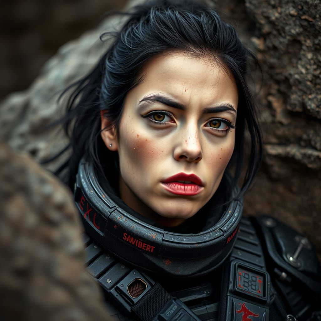 Intricate Portrait of a Wounded Space Marine