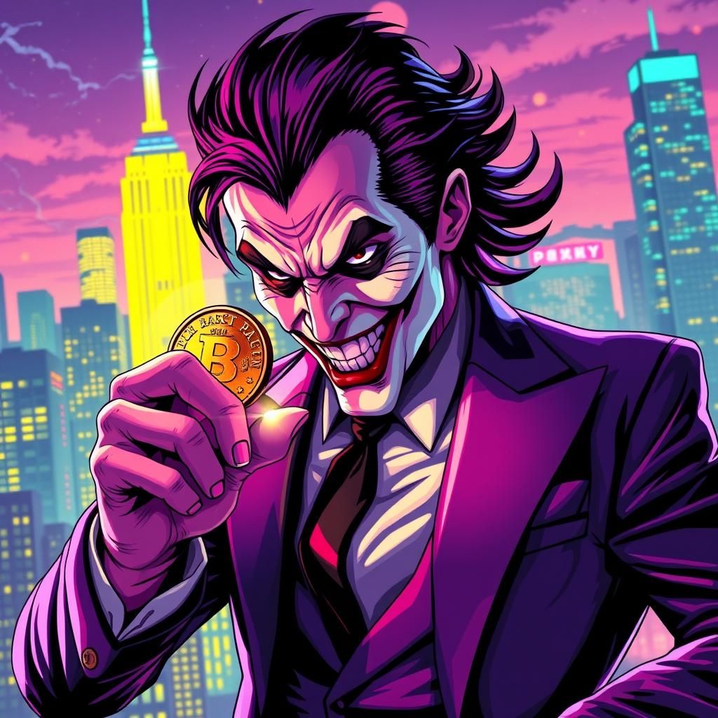 Twoface Coin Flip in 80s Comic Style