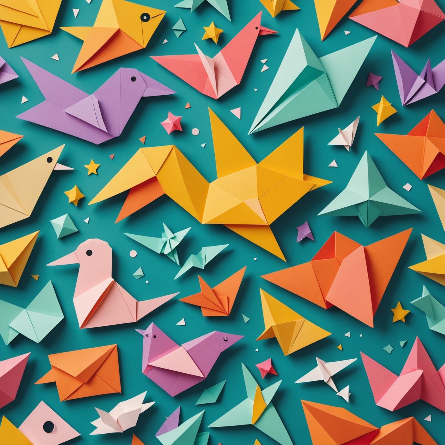 Whimsical Paper Craft Digital Illustration