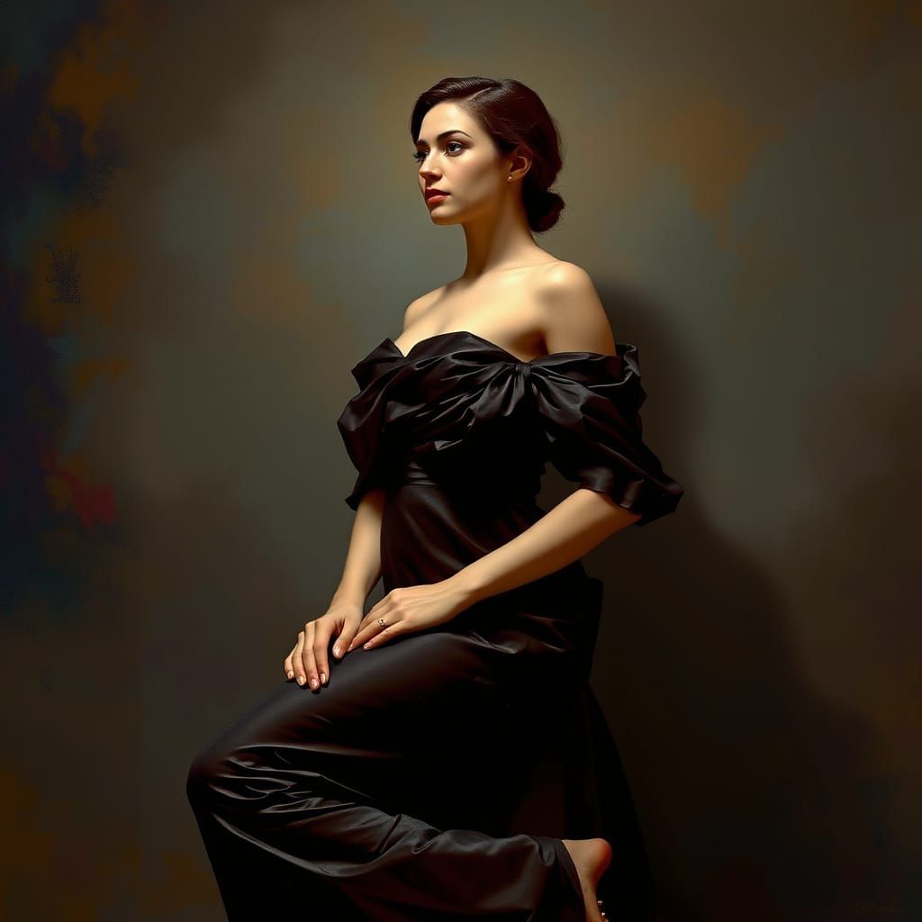 Elegant Woman in a Dramatic Chiaroscuro Composition