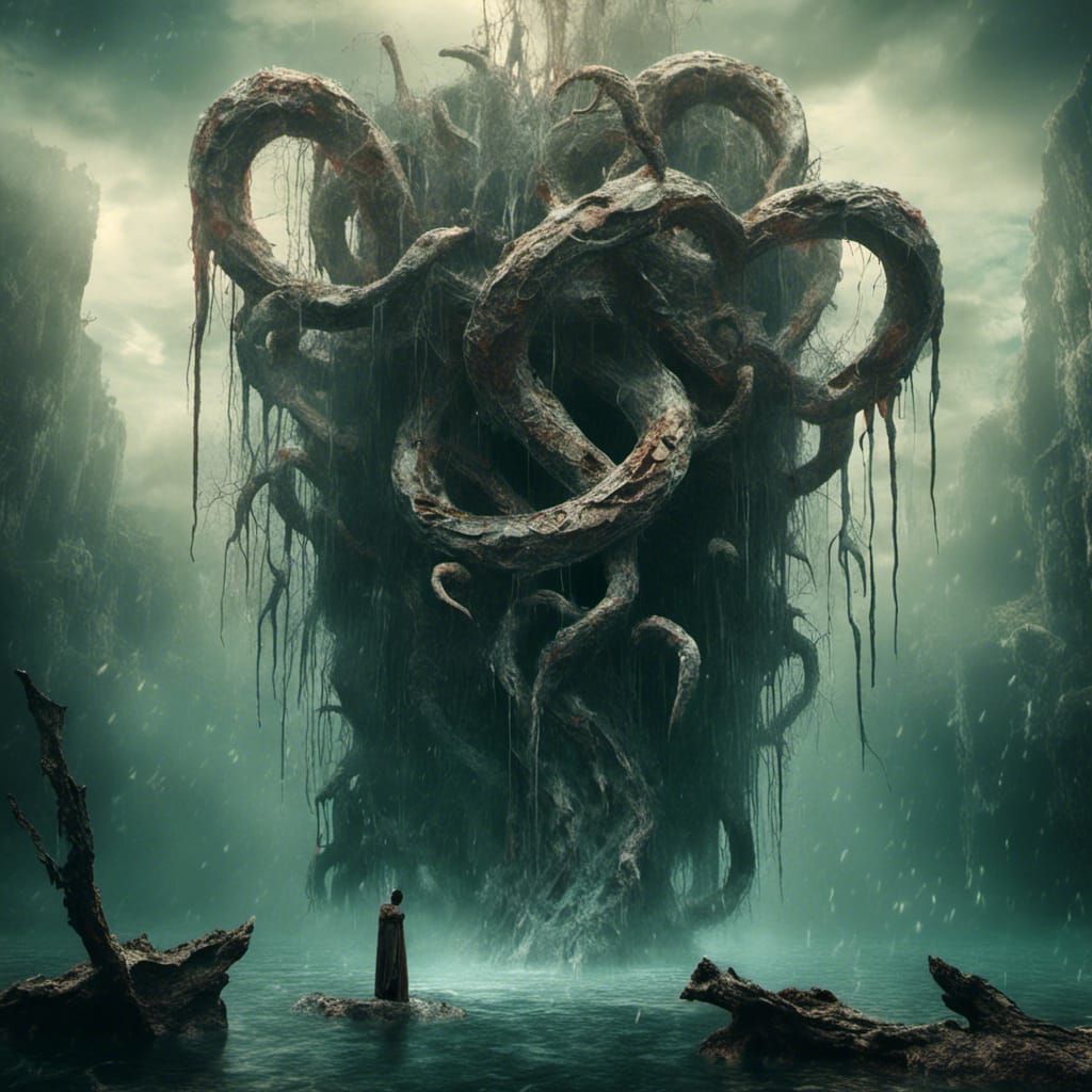Living Caduceus Rising from Cave Lake