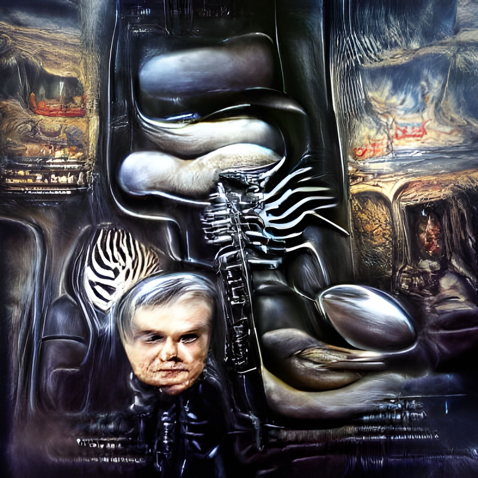 Surreal Biomechanical Landscape in Giger Style