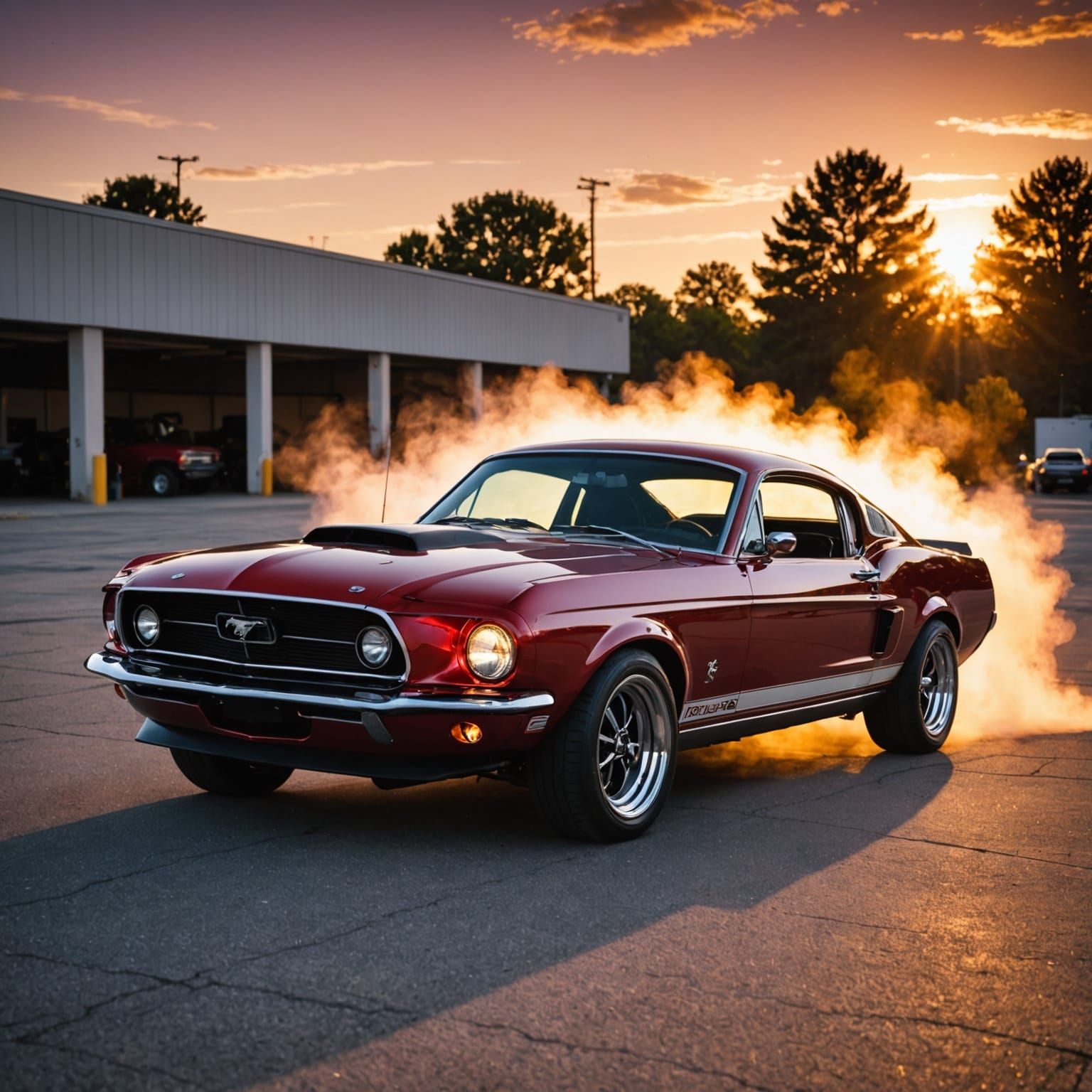 Vintage Candy Apple Red Mustang GT Cobra Fastback Revving Up