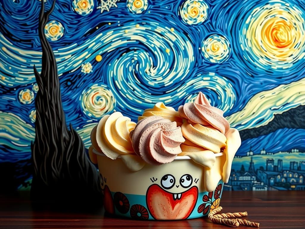 Starry Night Recreated with Ice Cream Flavors