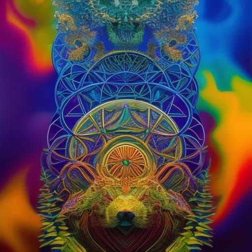 Abstract Hamster: Intricate Ink Illustration with Liquid Cry...