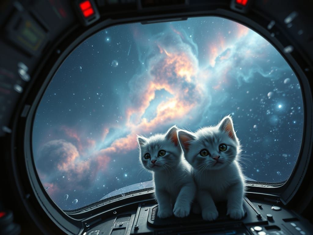 Astronauts Encounter a Nebula with Floating Kittens in Intri...