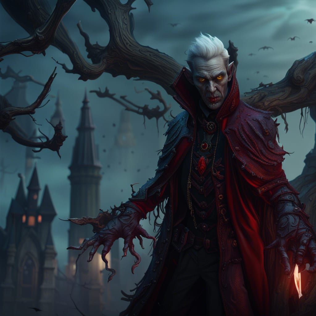 Vampire Warlock in Detailed Matte Painting