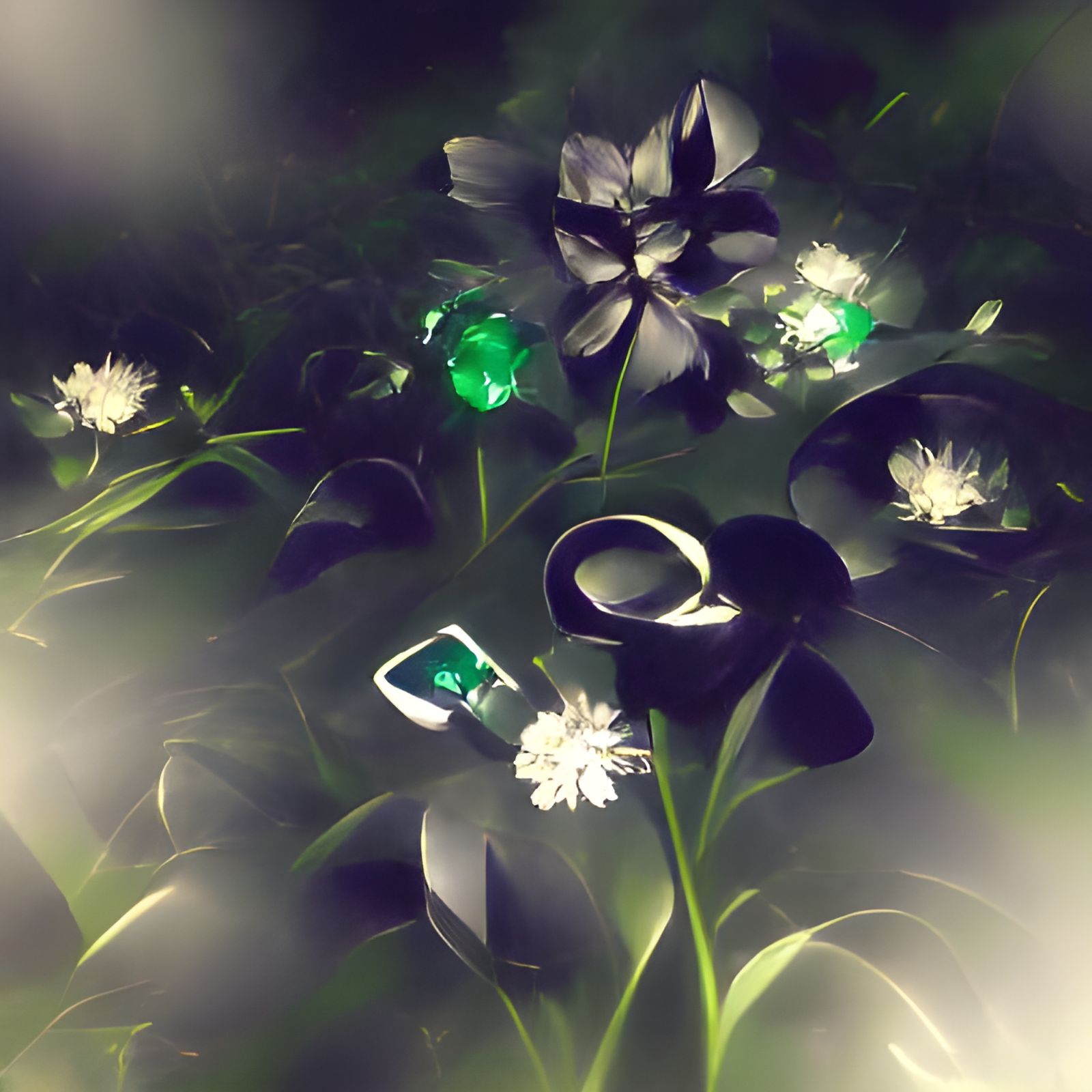 Dark Flowers in a Classic Setting with Diamond