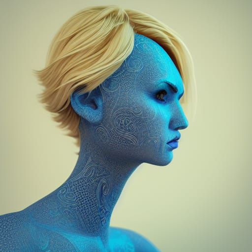 Hyperdetailed Portrait of Blonde Woman with Dynamic Lighting