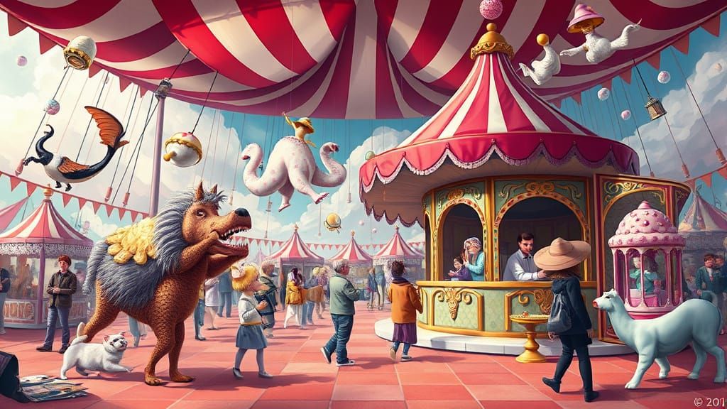 Surreal Carnival of Idioms in Colorful Digital Art