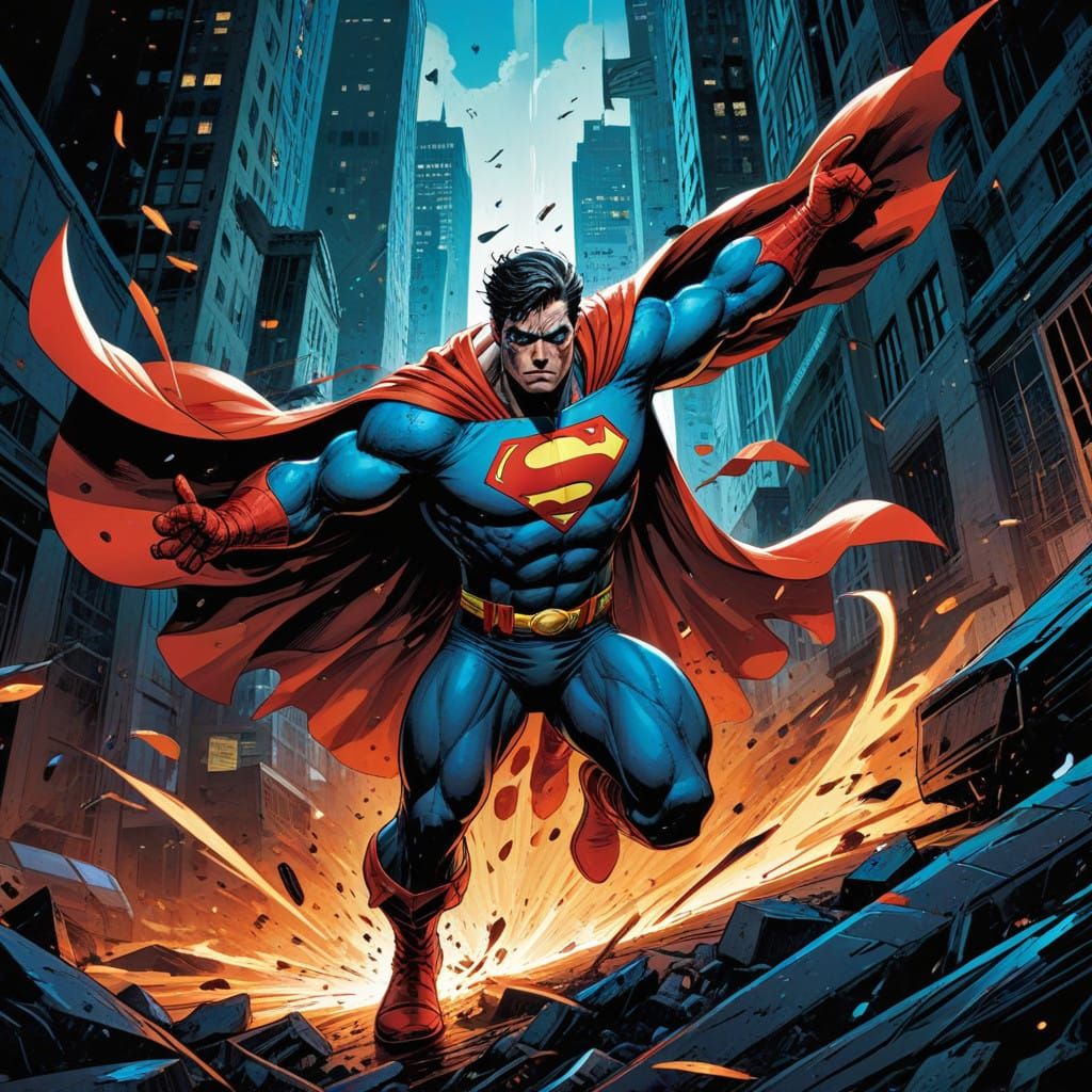 Superhero Comic Strip in Dynamic Comic Book Style