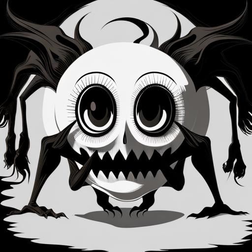 Creepy Shadow Monster Dancing: Minimalist Line Art