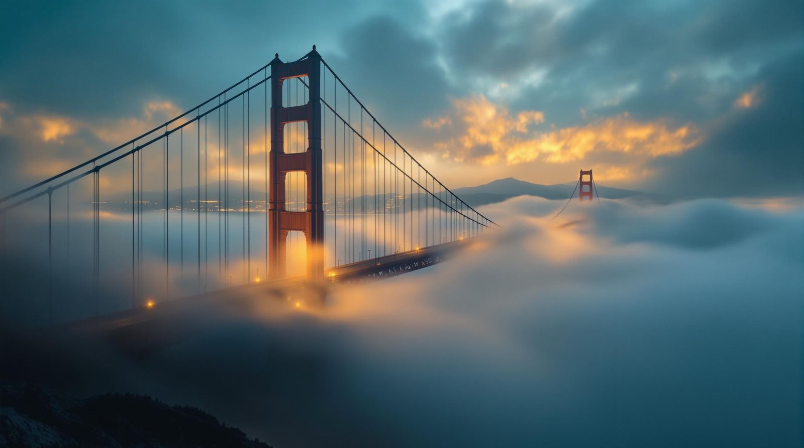 Golden Gate Bridge in Fog, Digital Matte Painting