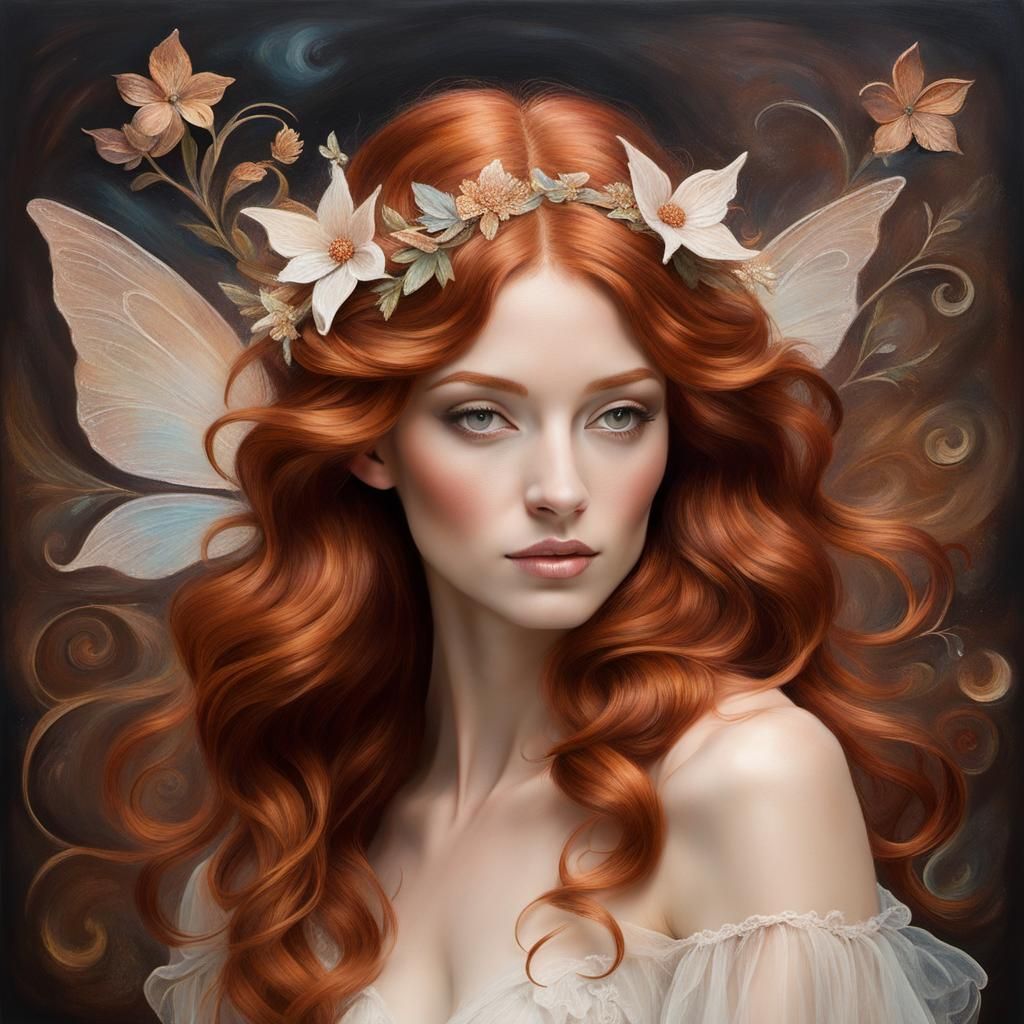 Ethereal Fairy with Delicate Wings as Impasto Art