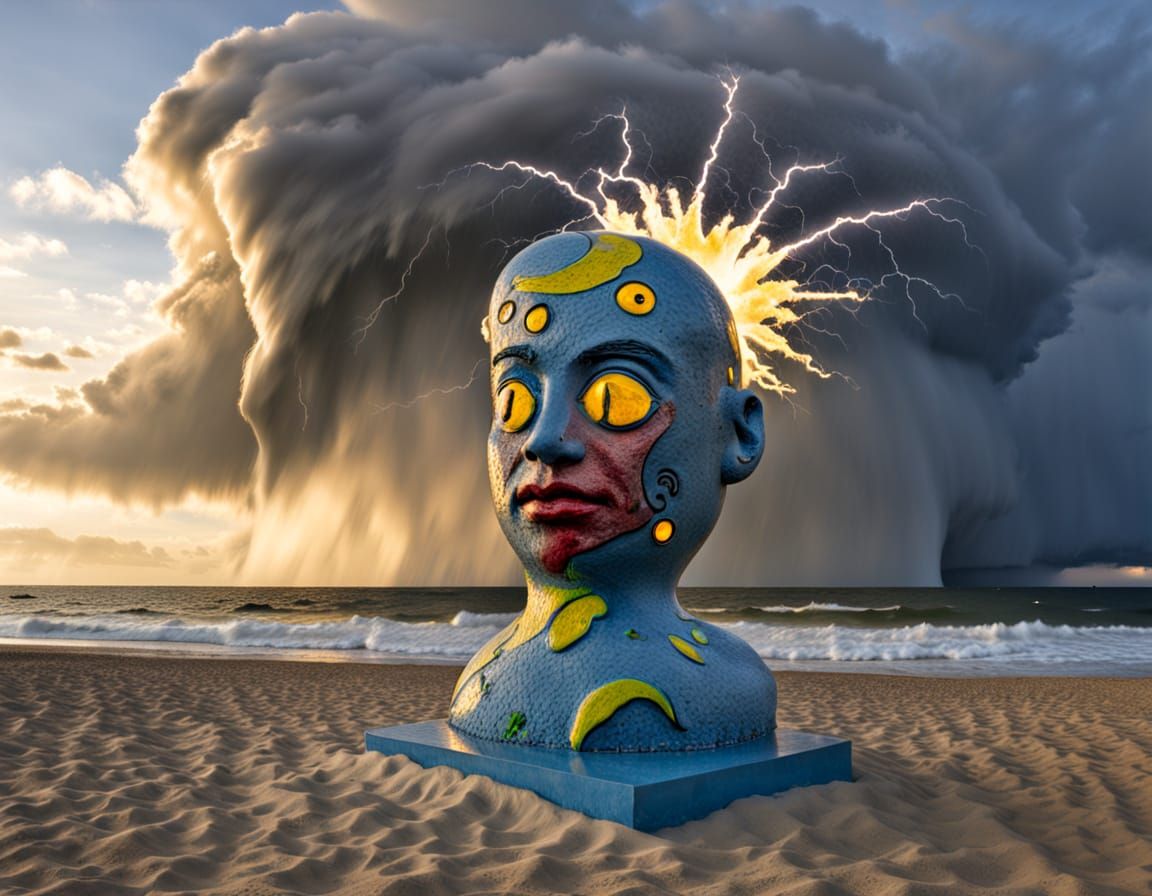 anthropomorphic luminobabel  3D sculptural suprareal standalone graffito  by textile photographer "Marc Chagall" lightni...