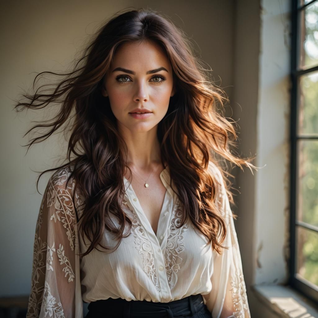 Artistic Muse Portrait: Auburn Beauty in Natural Light