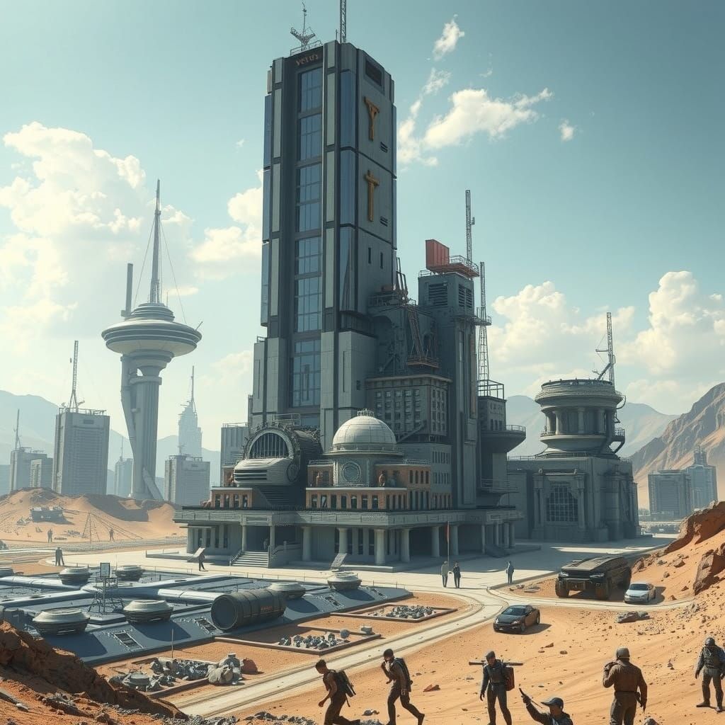 Sci-Fi City in a Building Amidst Apocalypse