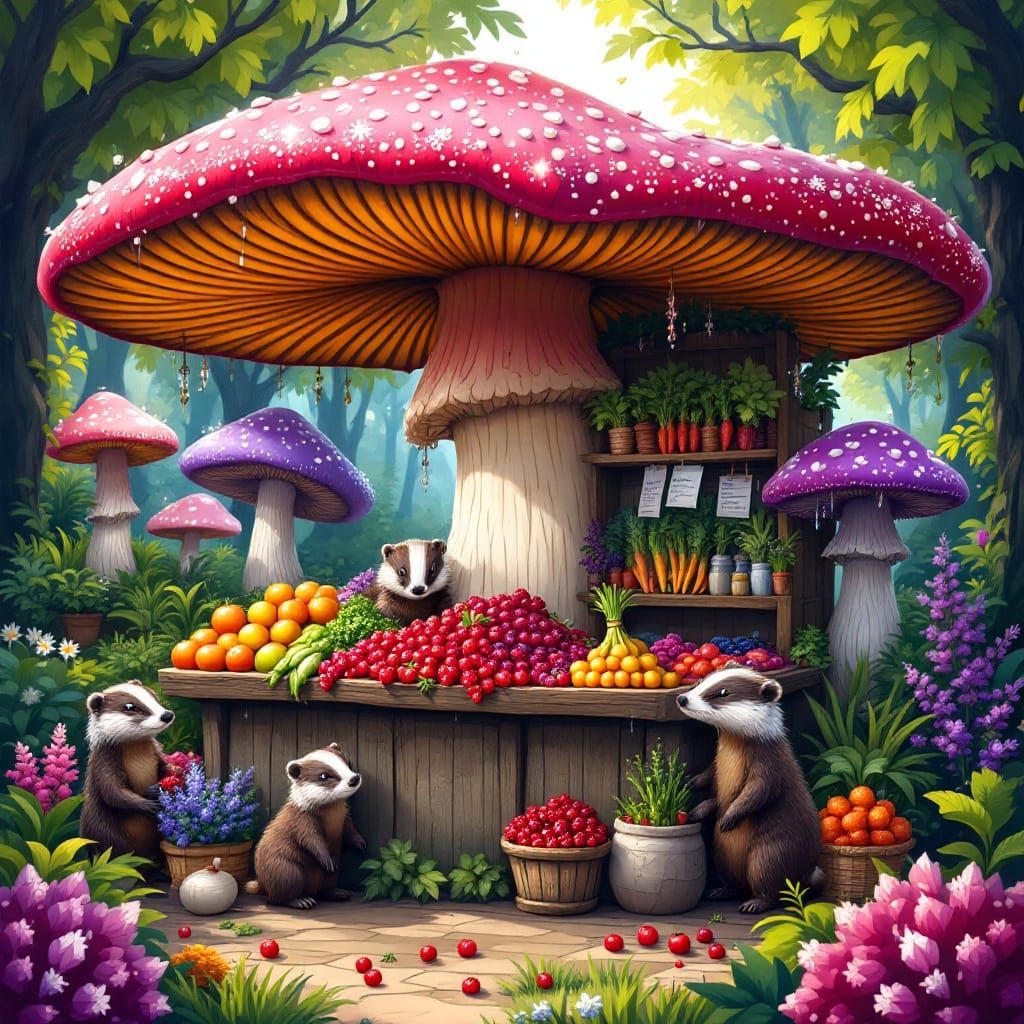 Mushroom Farmstand Run by Badger Family