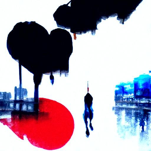 Abstract Hearts of Tokyo in Digital Illustration
