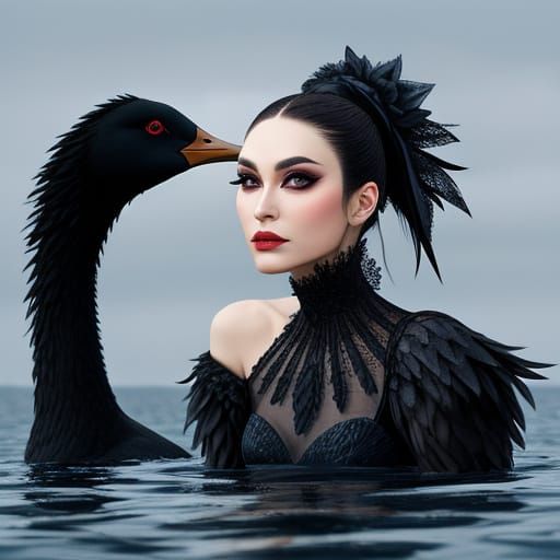 Striking Black Swan Portrait
