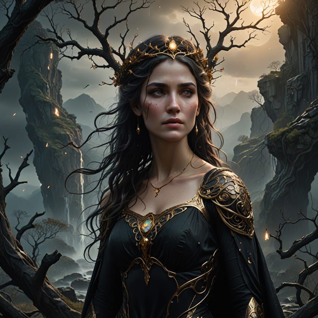 Mystical Goddess in Dystopian Ruins