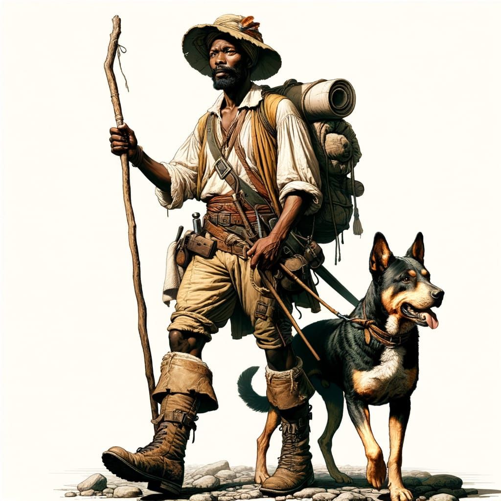Enlightenment Era Bantu Explorer and Dog Companion