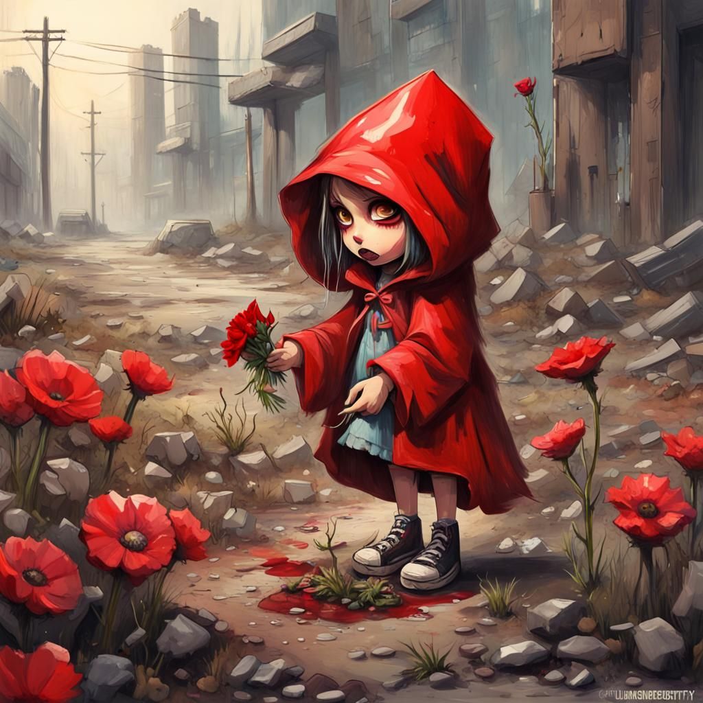 Chibi Red Riding Hood in a Depressing Apocalyptic Wasteland