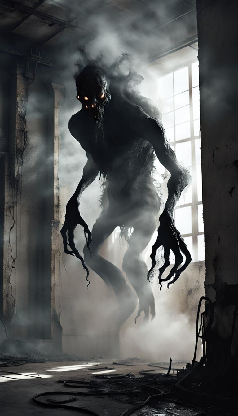 Dark Fantasy Monster Emerges in Abandoned Factory