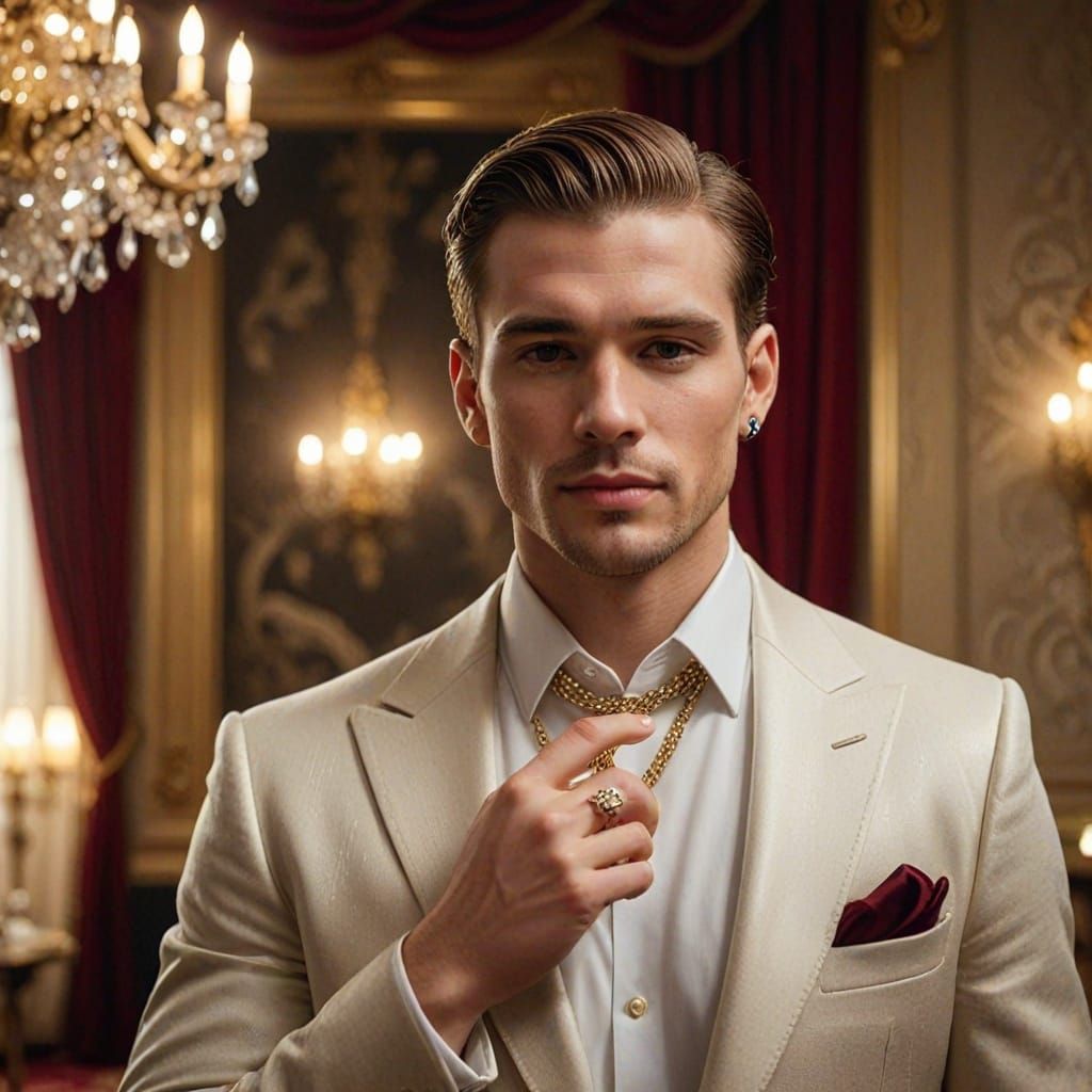 Elegant Young Man in Luxurious Attire