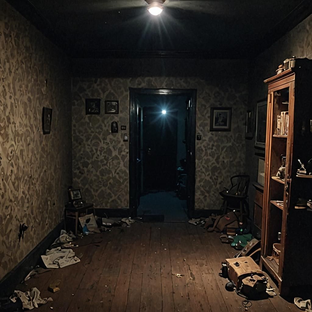 Ghostly Presence in Dark Room, Photorealistic