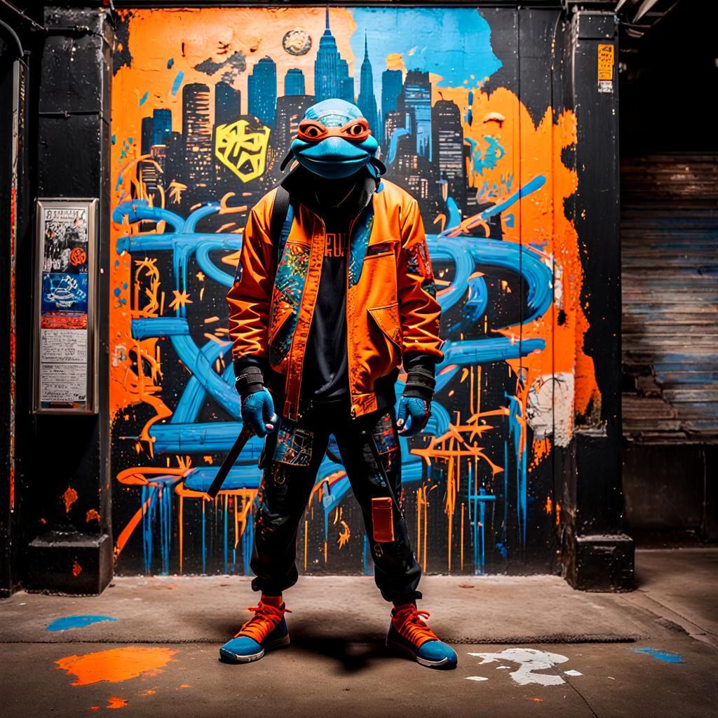 Michelangelo in Subway, Basquiat-Inspired Street Art