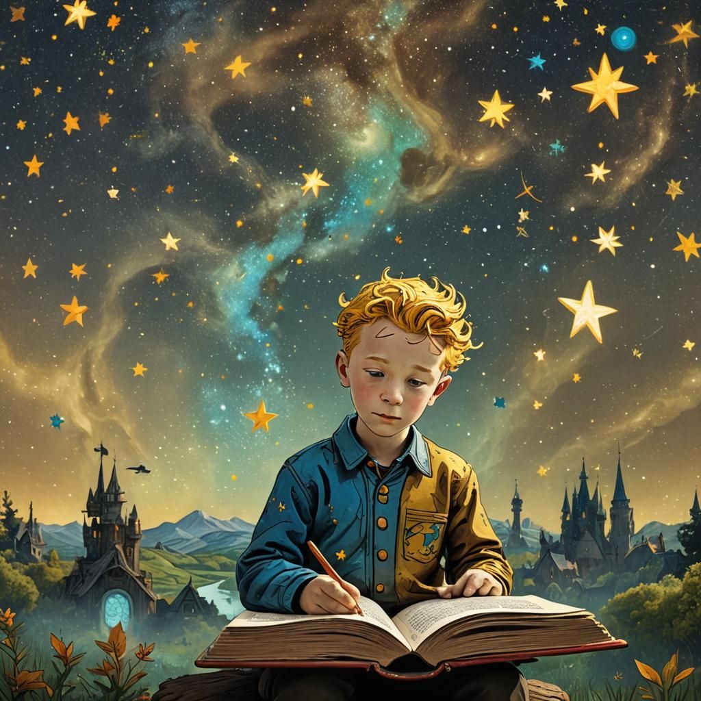 Bookish Mind: Whimsical Universe Art, Mixed Media Style