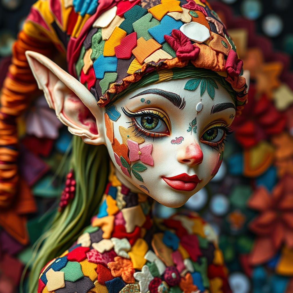 Ethereal Mosaic Elf in Vibrant Colors
