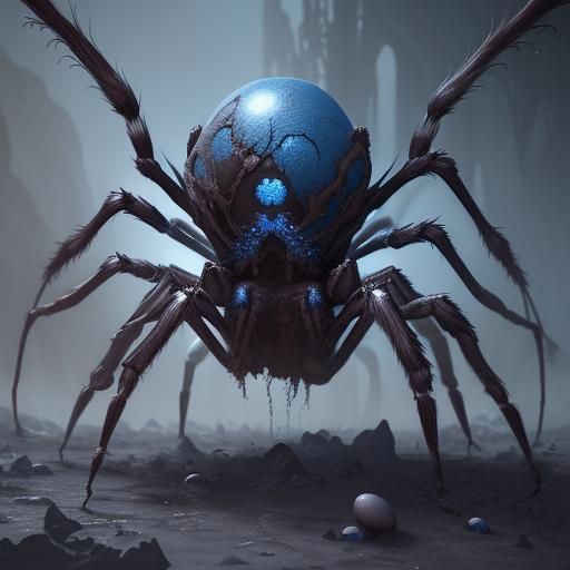 Creepy Spider Webs with Blue Eggs