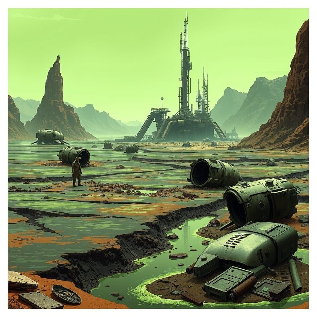 Geonosian Scientist in Desolate Ebon Sea Landscape
