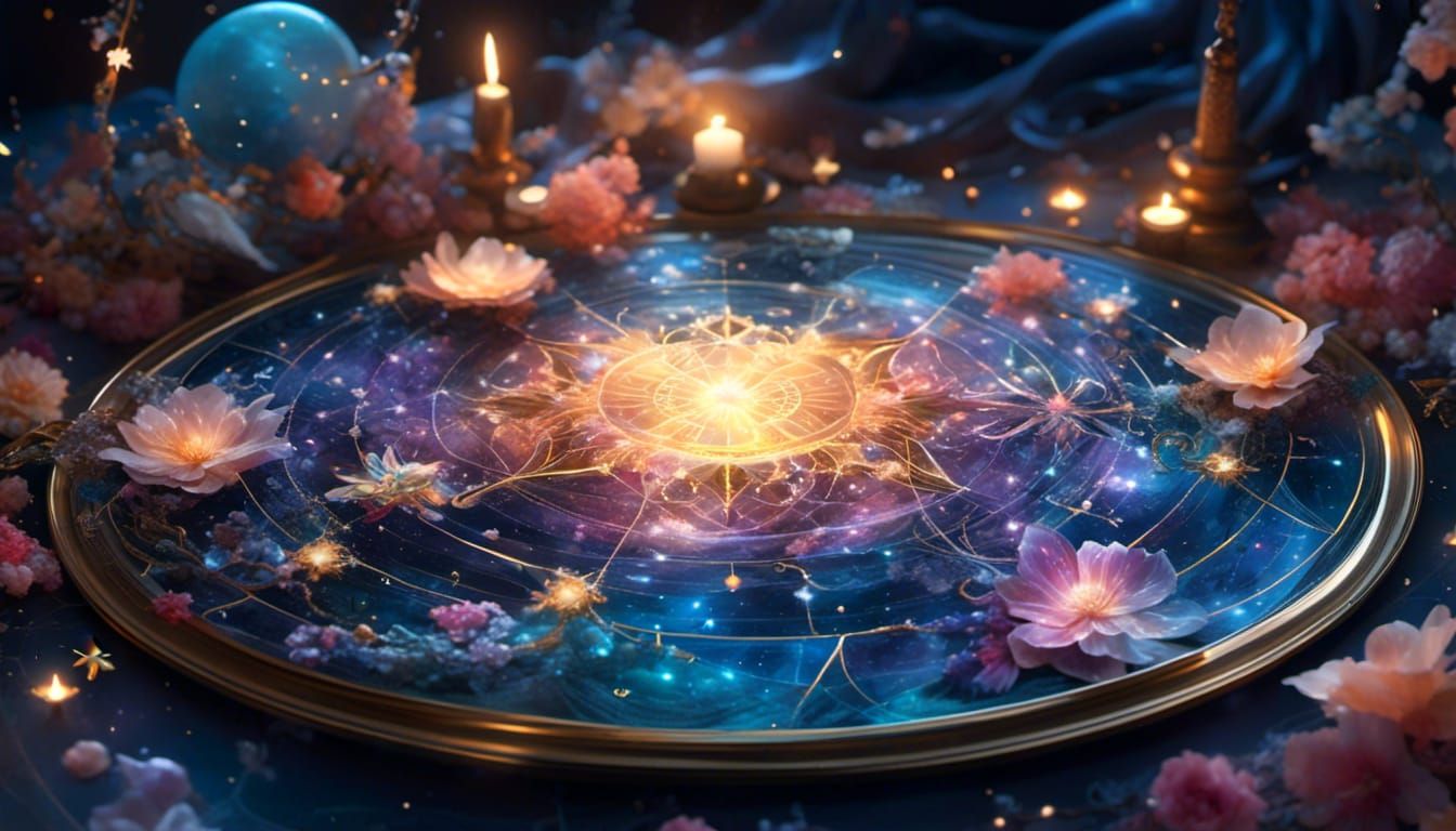 Illuminated Constellation Star Chart in Art Nouveau Style