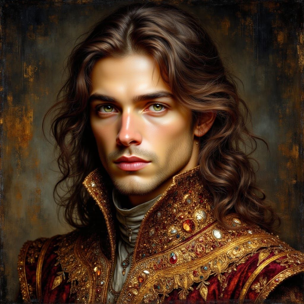 Renaissance Nobleman Portrait in Elaborate Finery