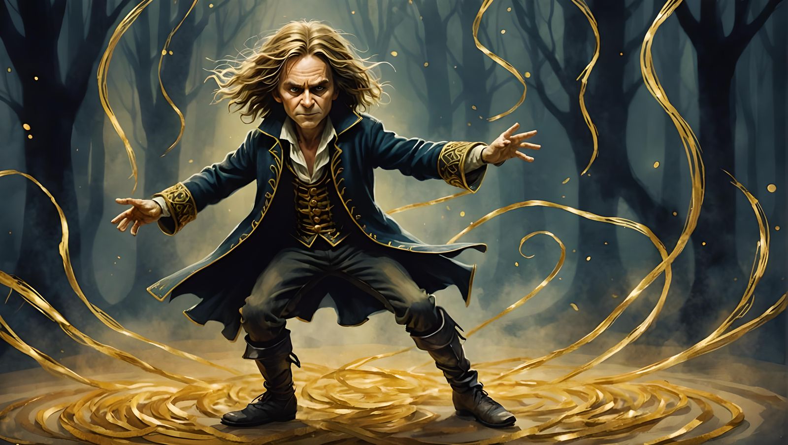 Furious Rumplestiltskin Dance in Watercolor Style