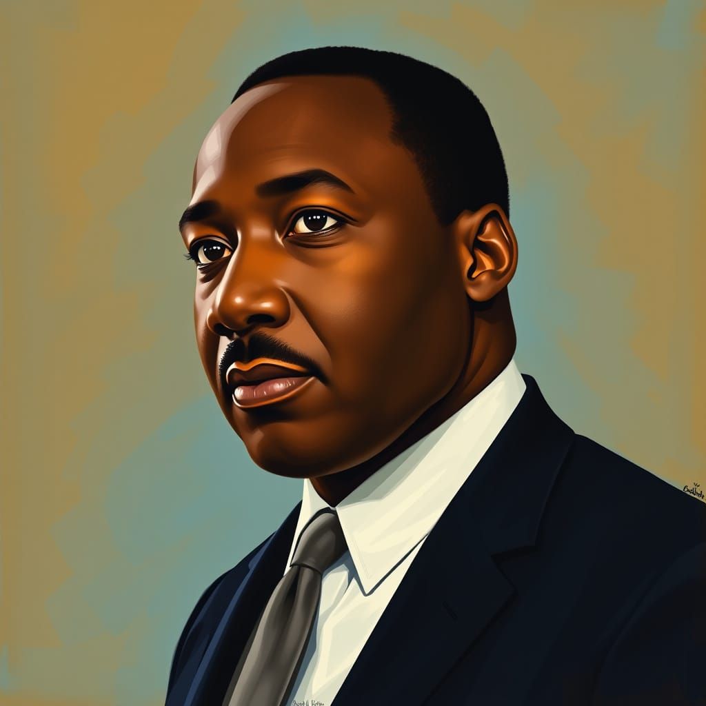 Martin Luther King JR in a Calming Blue Hues Portrait