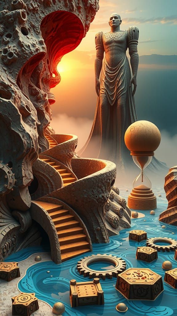 Timeless Warriors in a Dreamlike Landscape