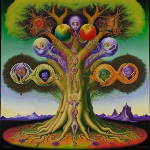 Psychedelic Tree of Knowledge in Durer Style