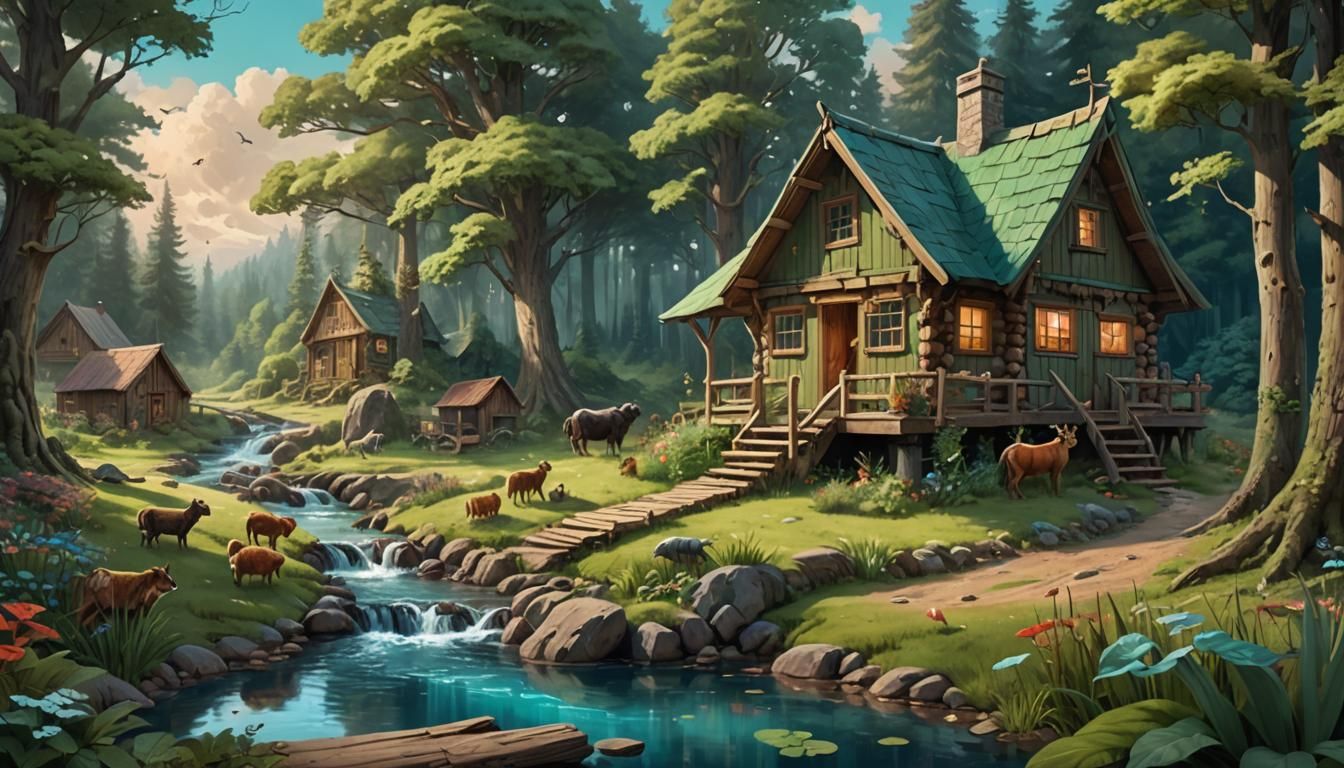 Enchanting Forest Cabin Concept Art