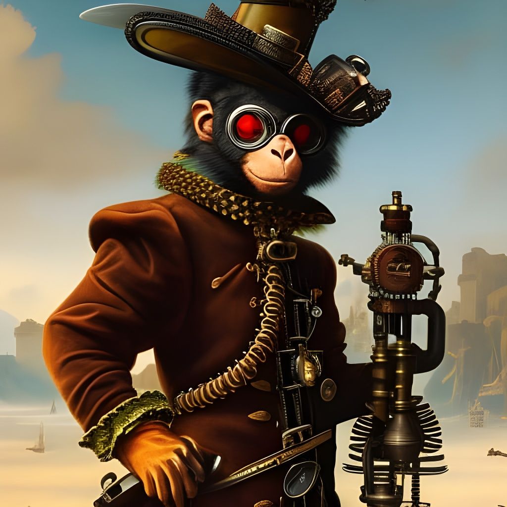 Steampunk Monkey in Elizabethan Clothing